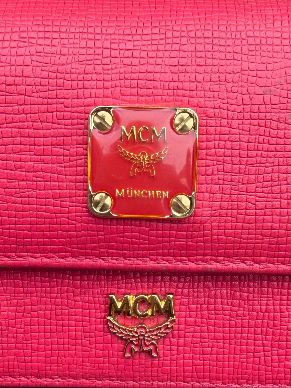MCM Hot Pink Leather Trifold Wallet with Charms & Gold Hardware - Picture 2 of 16